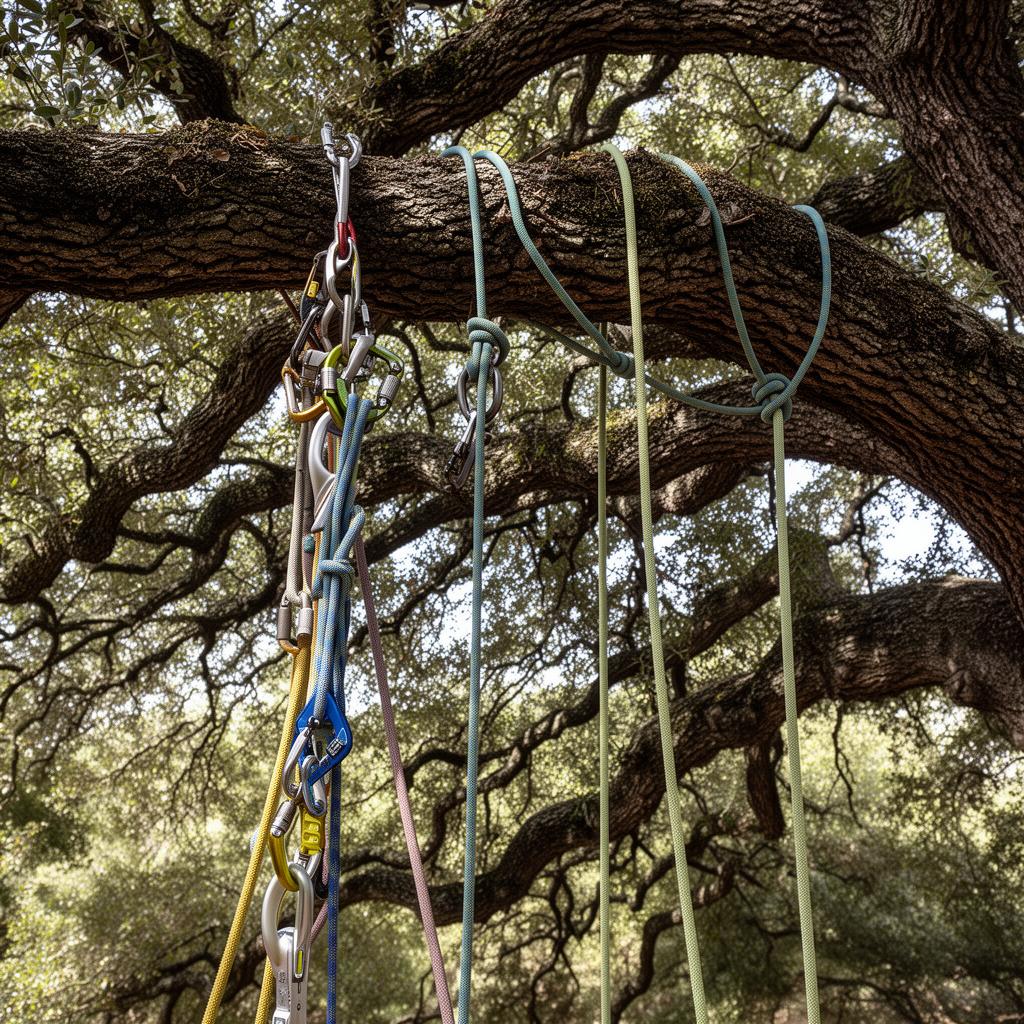 Lowering rigging · live oak prune